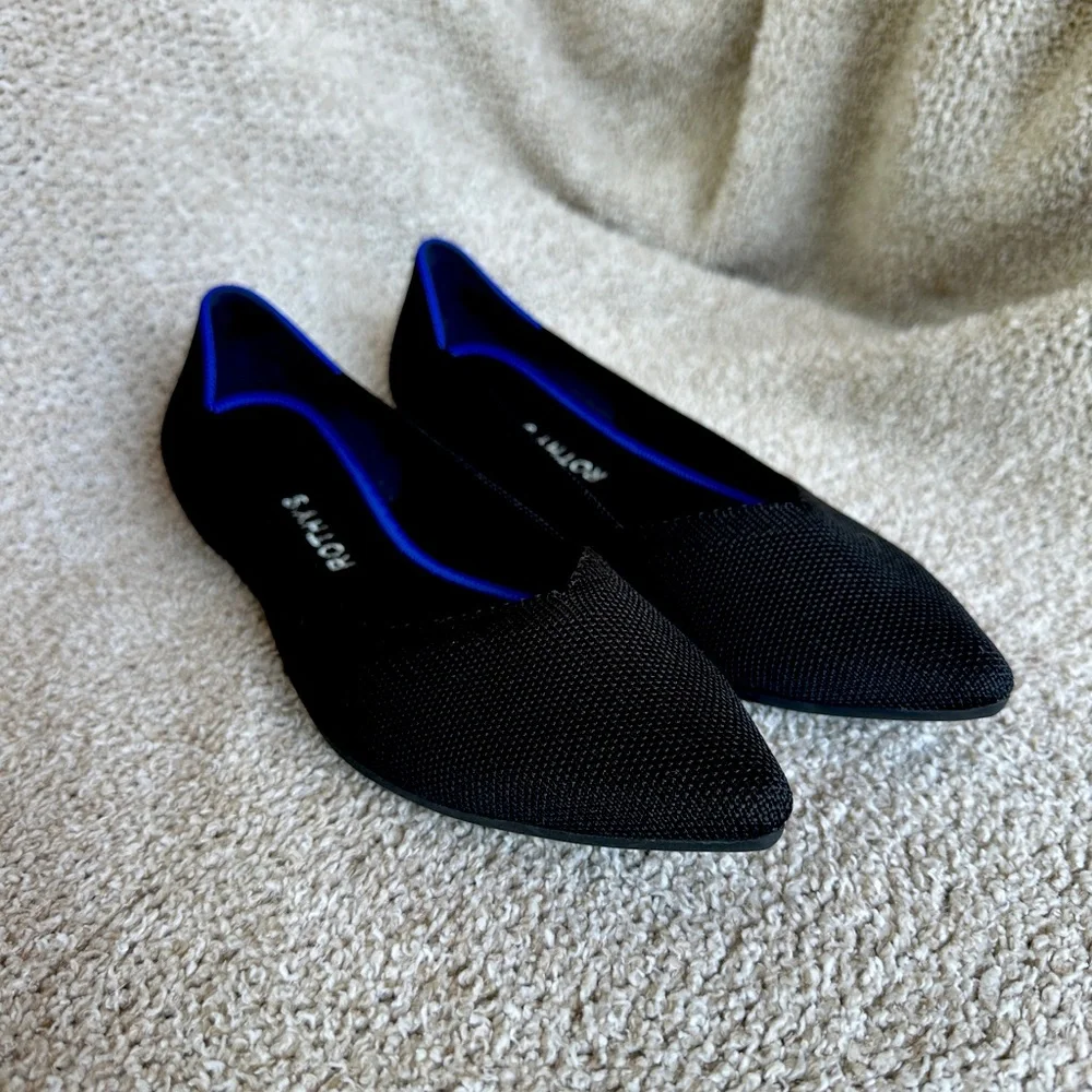 Rothy's The Point Black Slip On Ballet Flats Women's Size 10 - Picture 2 of 7